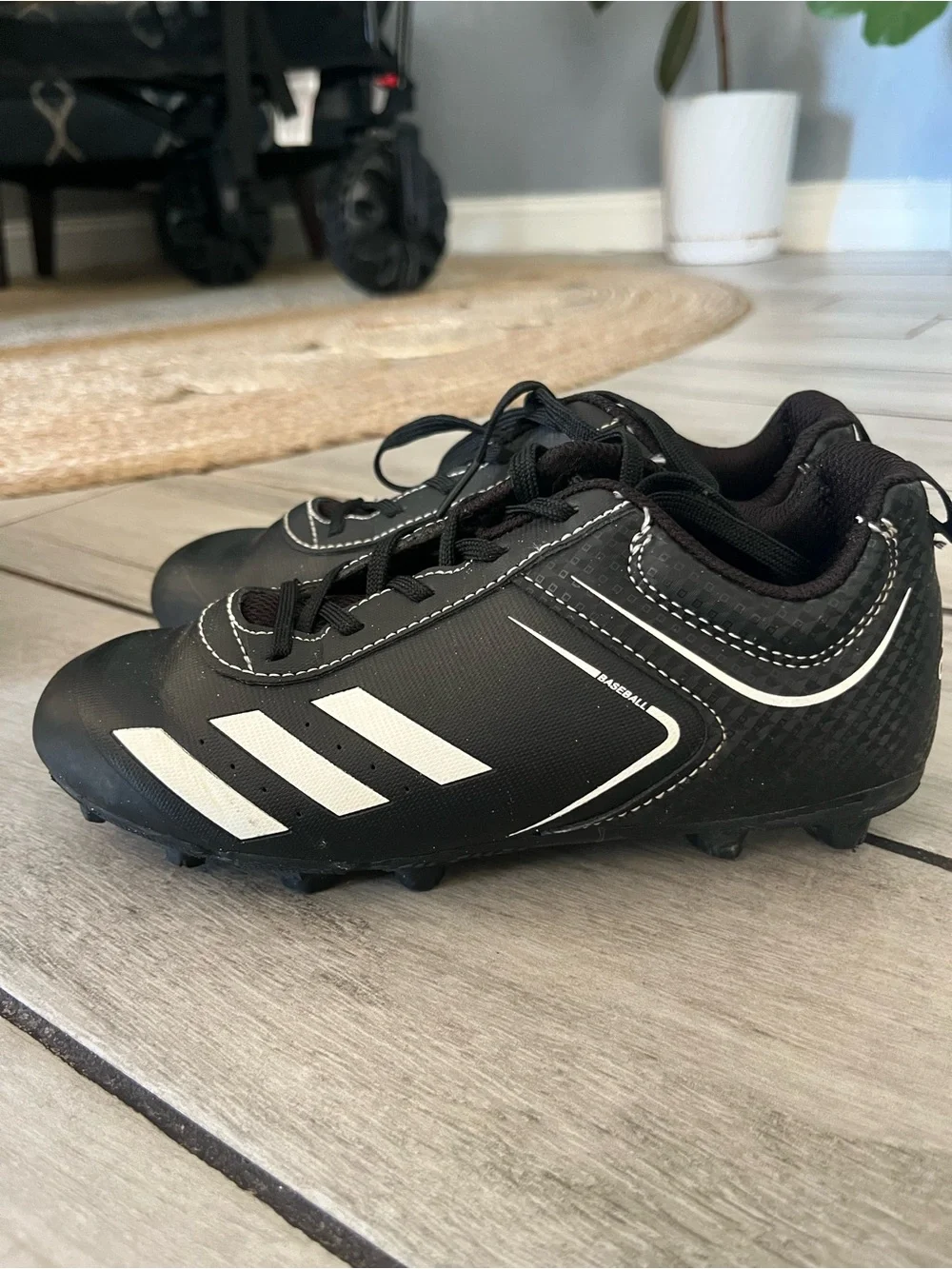 adidas Kids Black and White Cleats